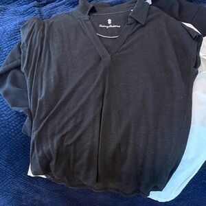 Tommy Bahama Charcoal V-Neck Top